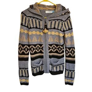 SPARROW ANTHROPOLOGIE Nordic Cardigan Sweater Mohawk Hoodie Fringe Aztec XS